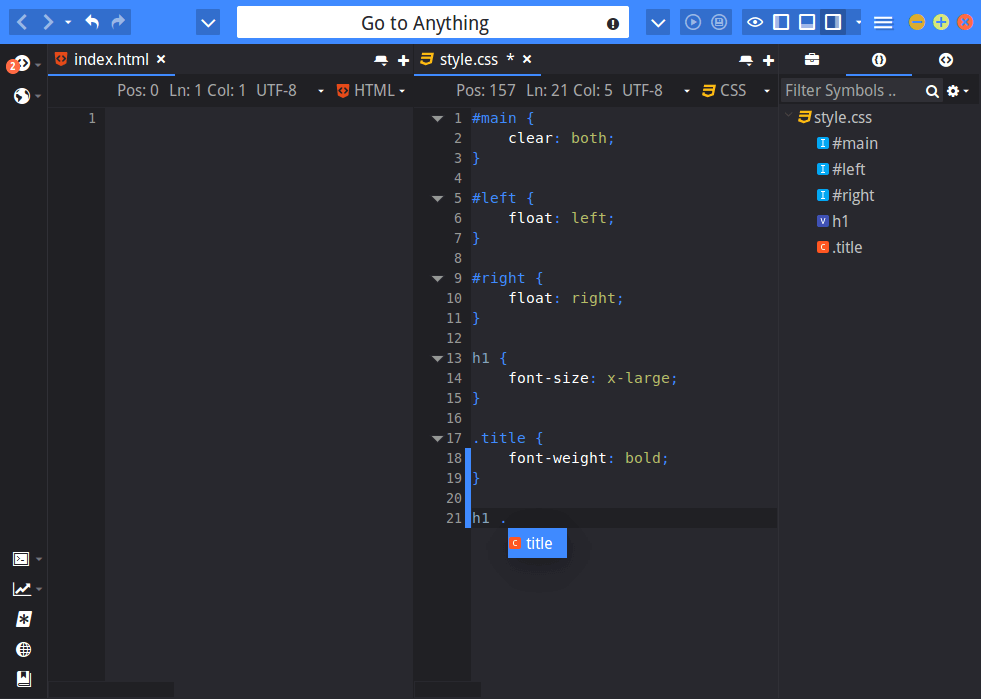 CSS Code Intel with Komodo LESS SCSS Screenshot 1 CSS Code Intel with Komodo LESS SCSS Screenshot 1