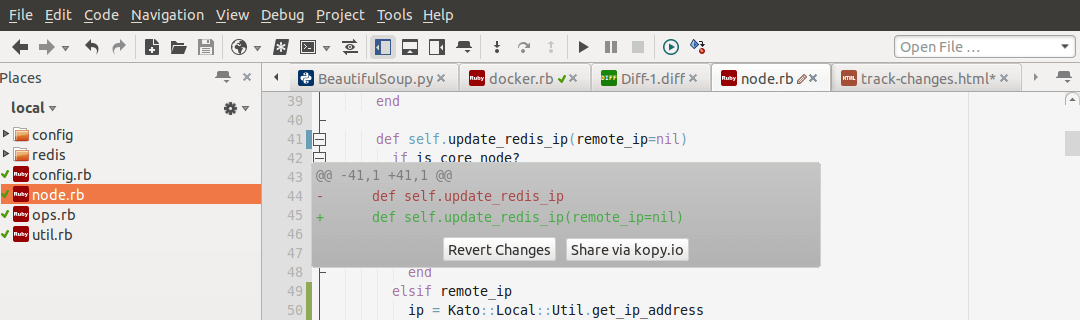 showing localized changes