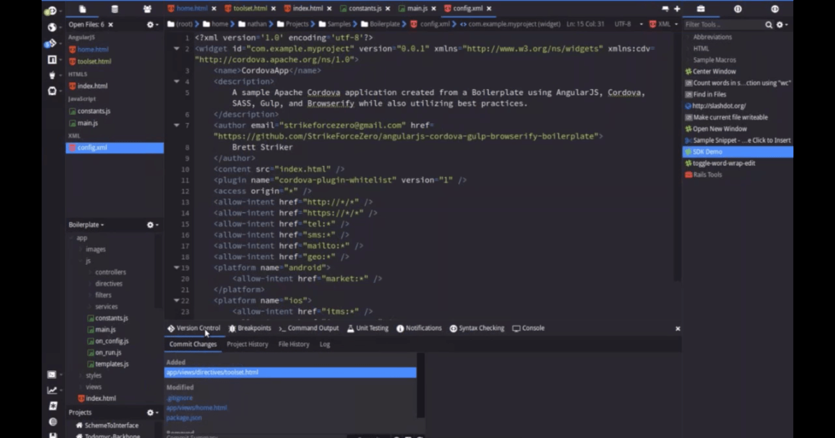 Version Control Widget
