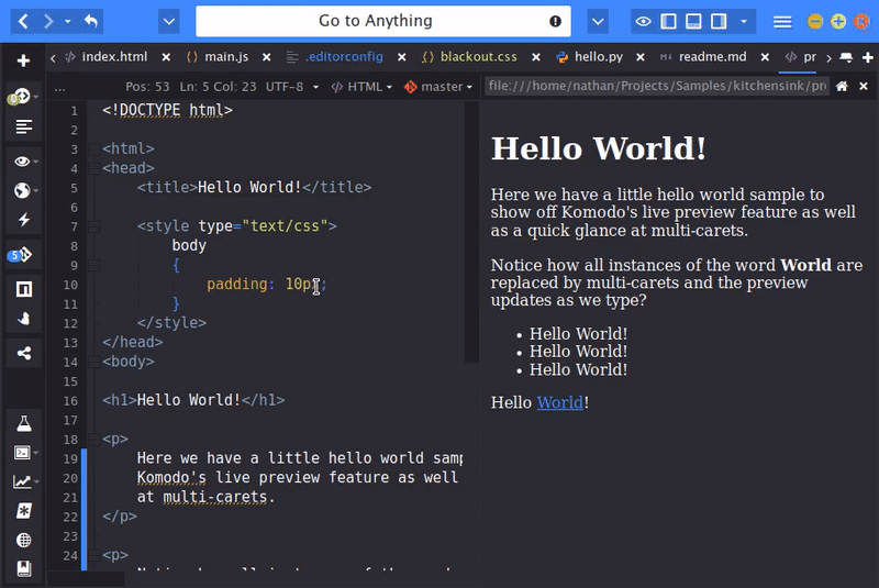 advanced debugging komodo preview