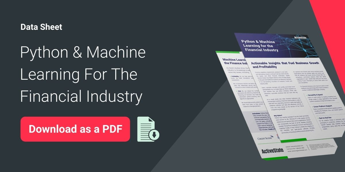 Datasheet Python and machine learning for finance graphic