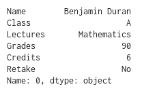 How to access a row in DataFrame