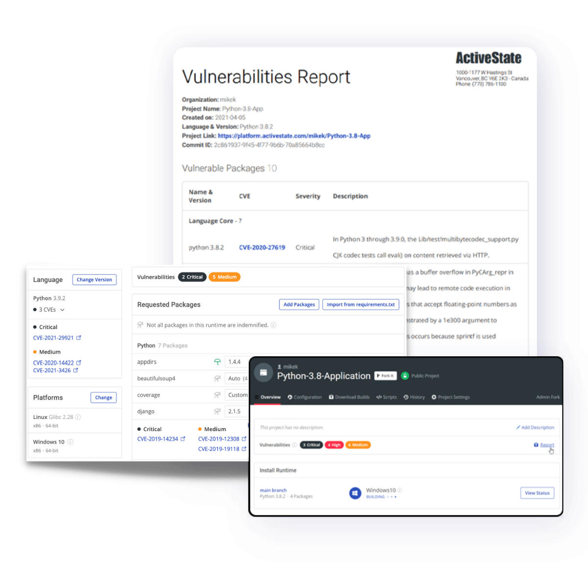 supply chain security screenshots ActiveState Platform